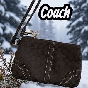 Coach black Signature Wristlet